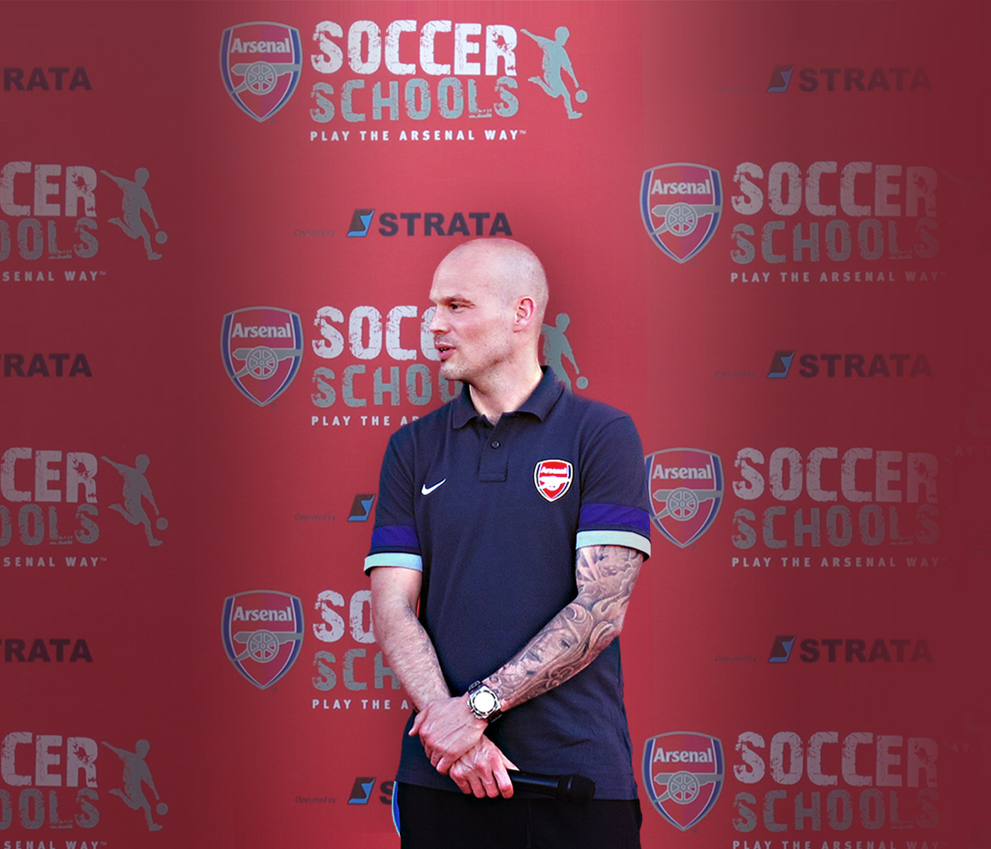 Freddie Ljungberg taking questions at Arsenal soccer schools